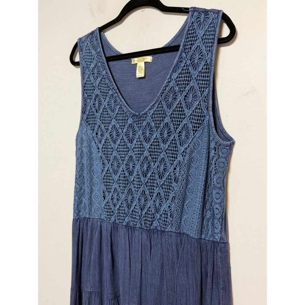 Studio West Blue Sleeveless Midi Dress with Crochet Bodice - Picture 9 of 15